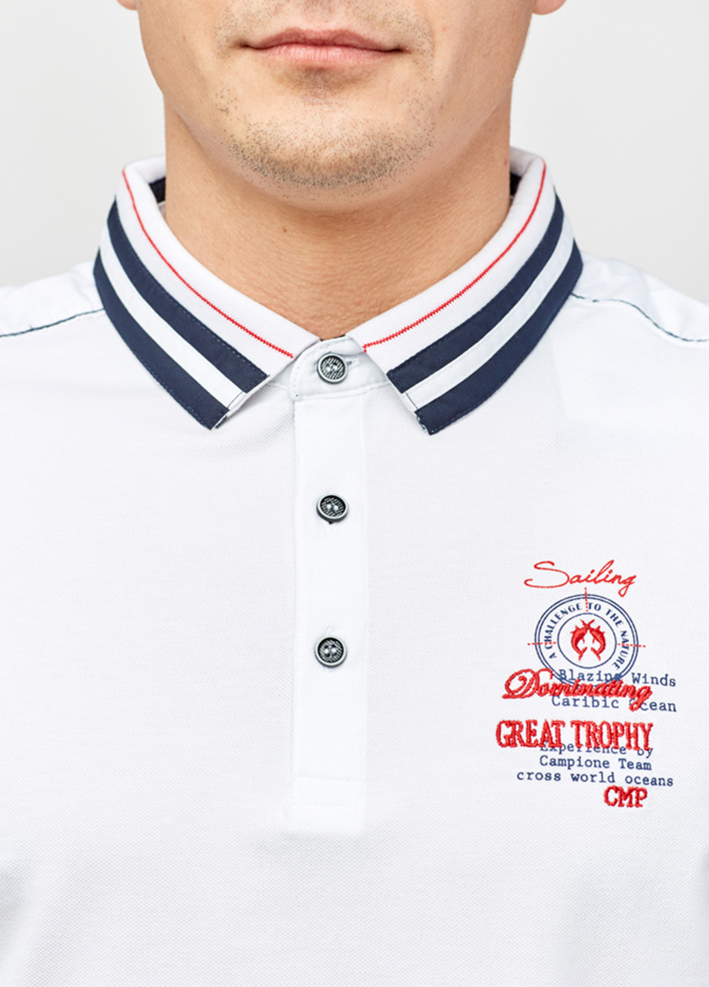 Белая футболка-поло для мужчин Campione с логотипом