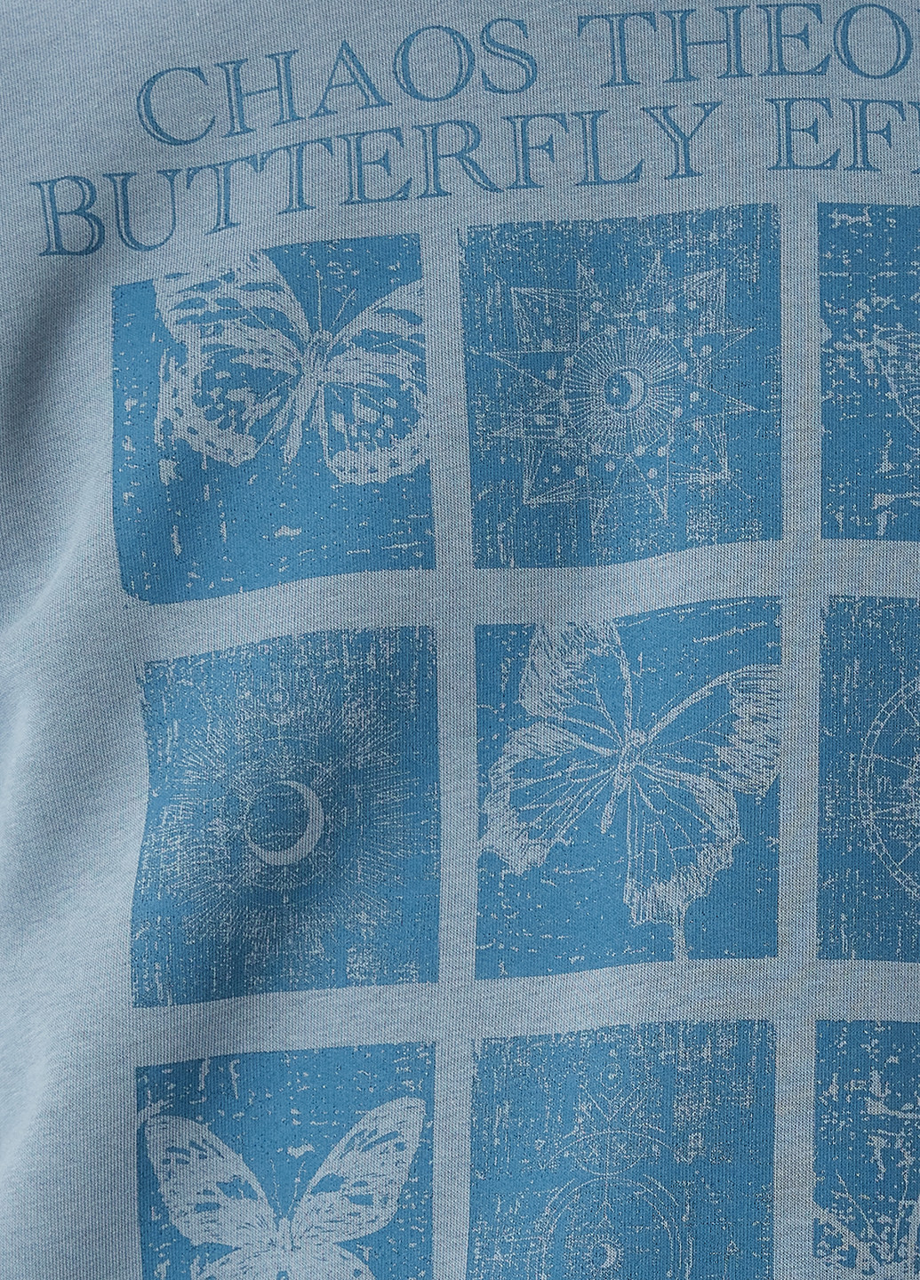 Серо-голубой свитшот KOTON рисунок без декора (362160136)