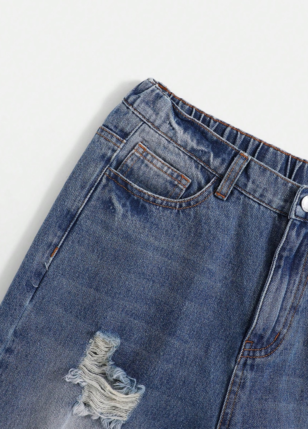 Синие демисезонные регюлар фит джинсы SHEIN