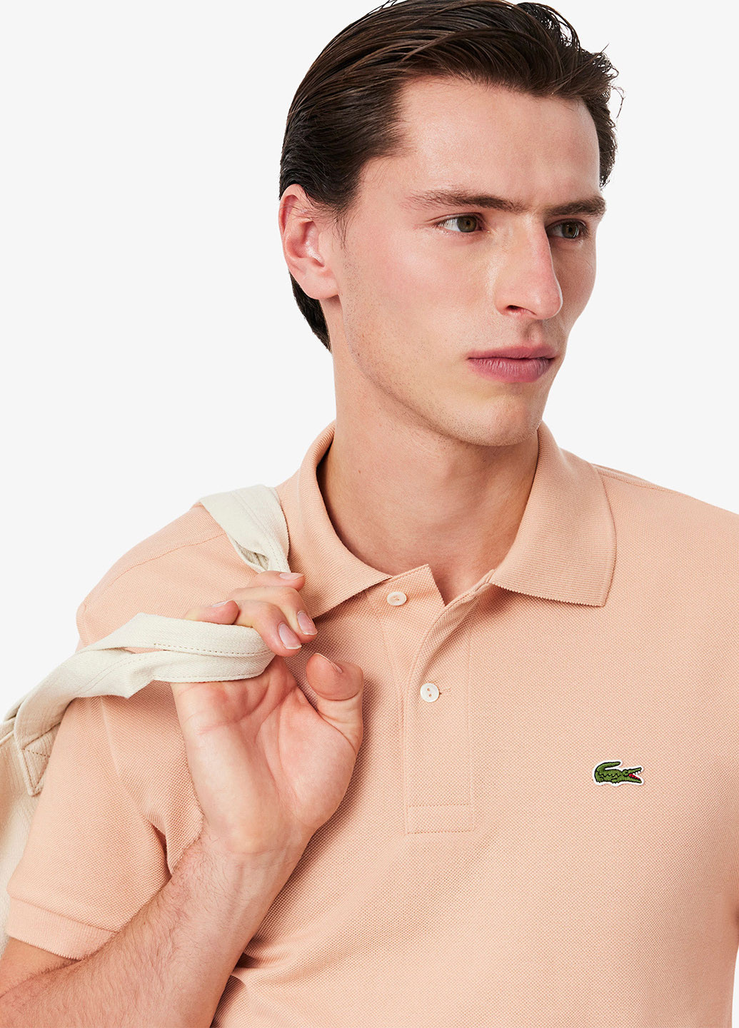 Пудровая футболка-поло для мужчин Lacoste однотонная