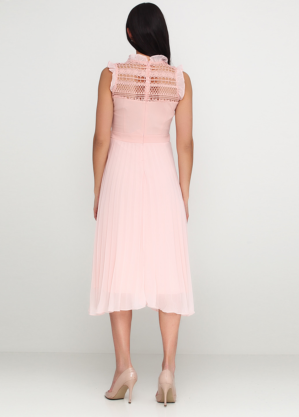 Светло-розовое кэжуал платье Kukichi однотонное