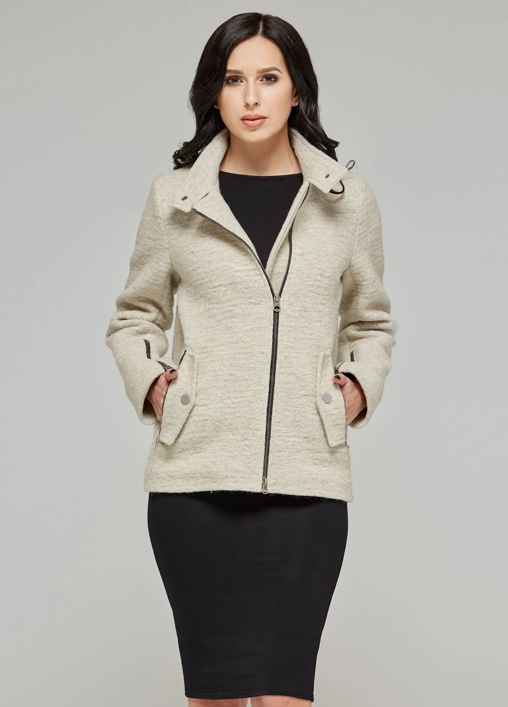 Бежевое Кэжуал полупальто MN однотонное