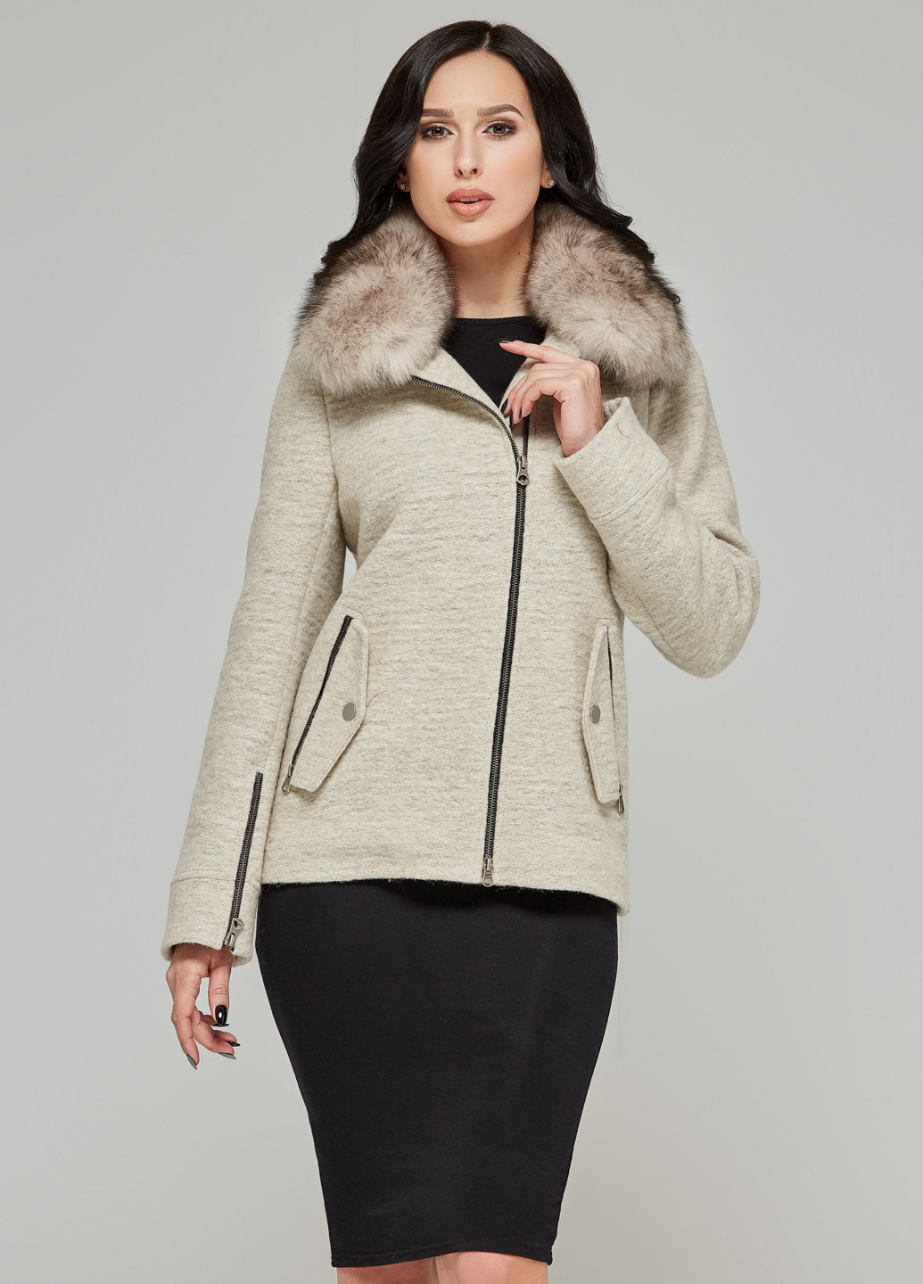 Бежевое Кэжуал полупальто MN однотонное