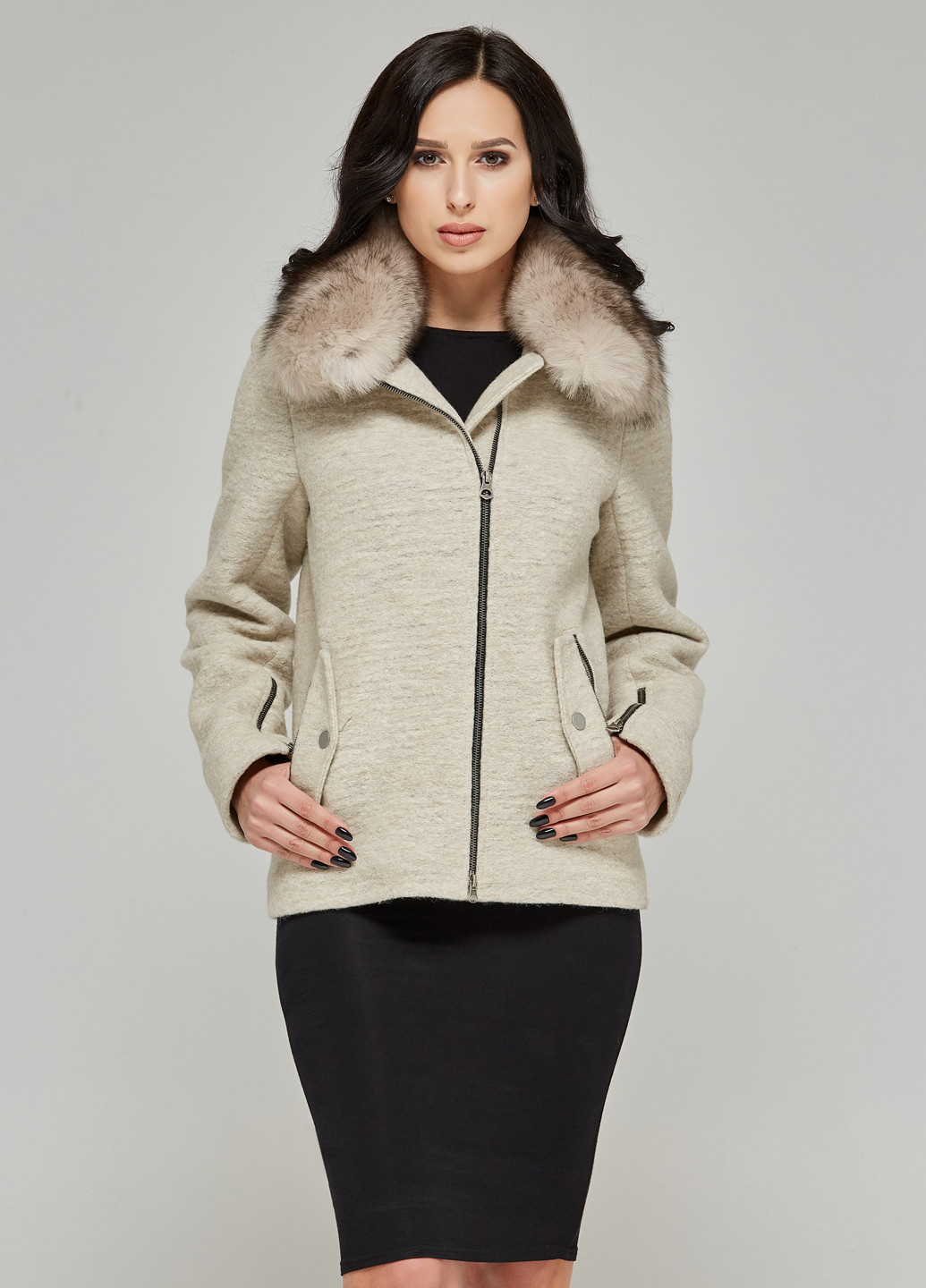 Бежевое Кэжуал полупальто MN однотонное