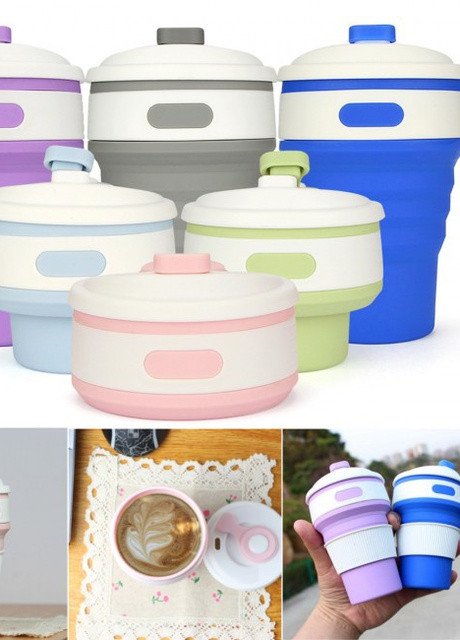 Складна сериконова склянка Фіолетовий, 350 мл, з кришкою More (253888738)