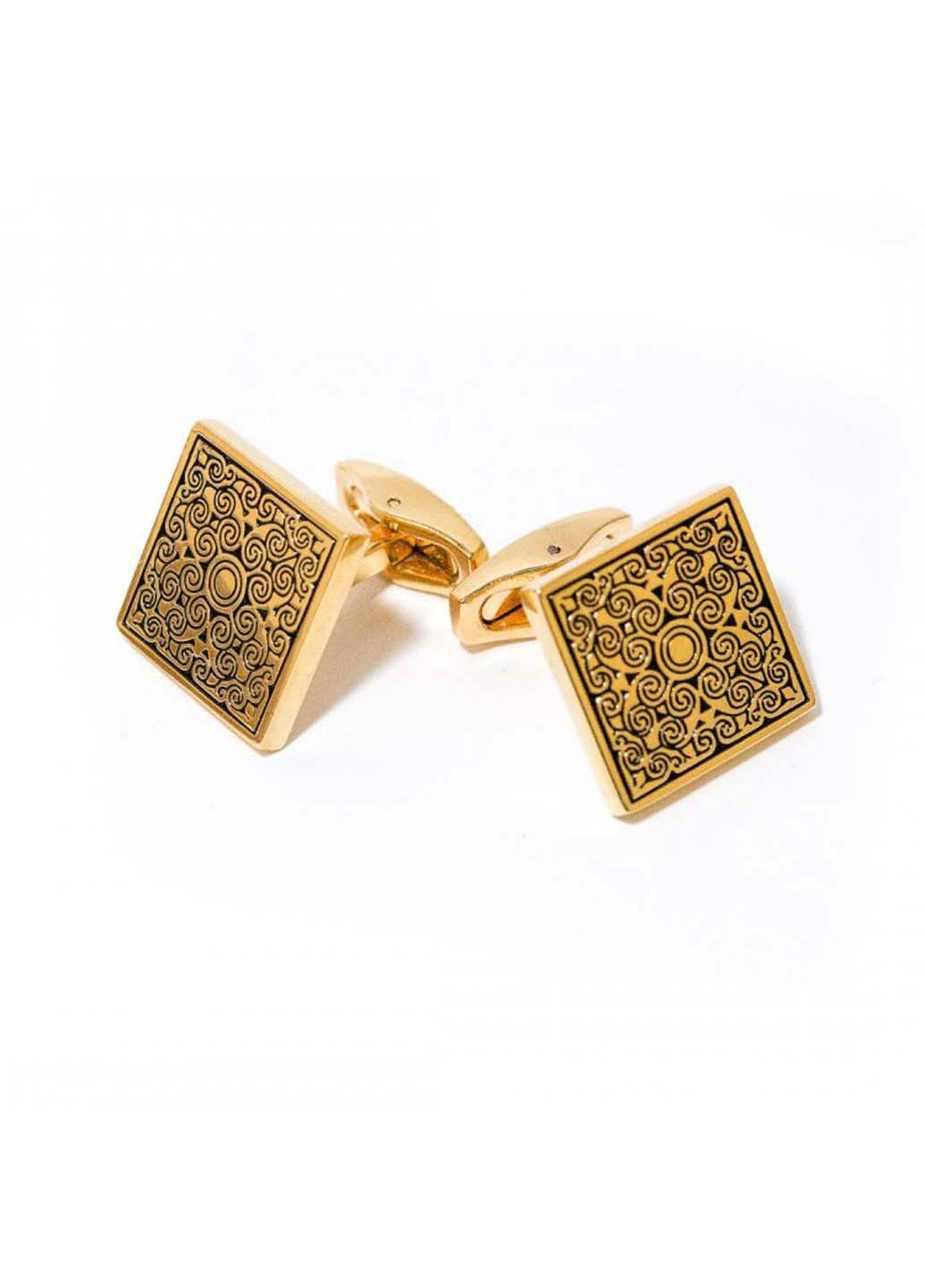 Запонки золотаві з візерунком Handmade (255722107)