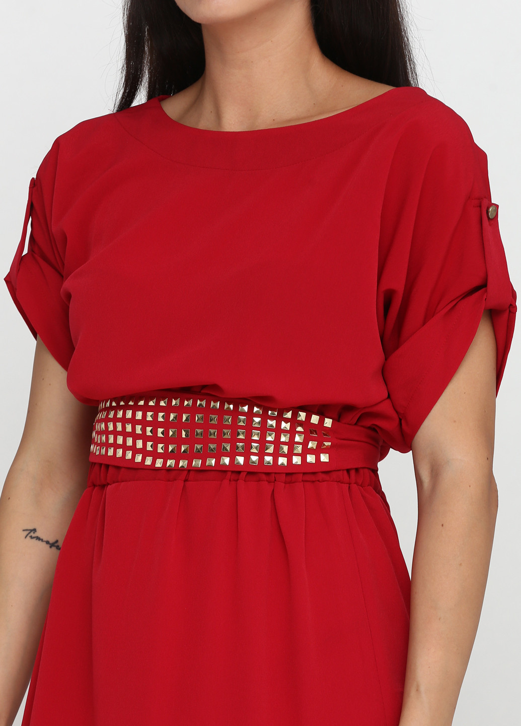 Красное кэжуал платье футляр Ageless однотонное