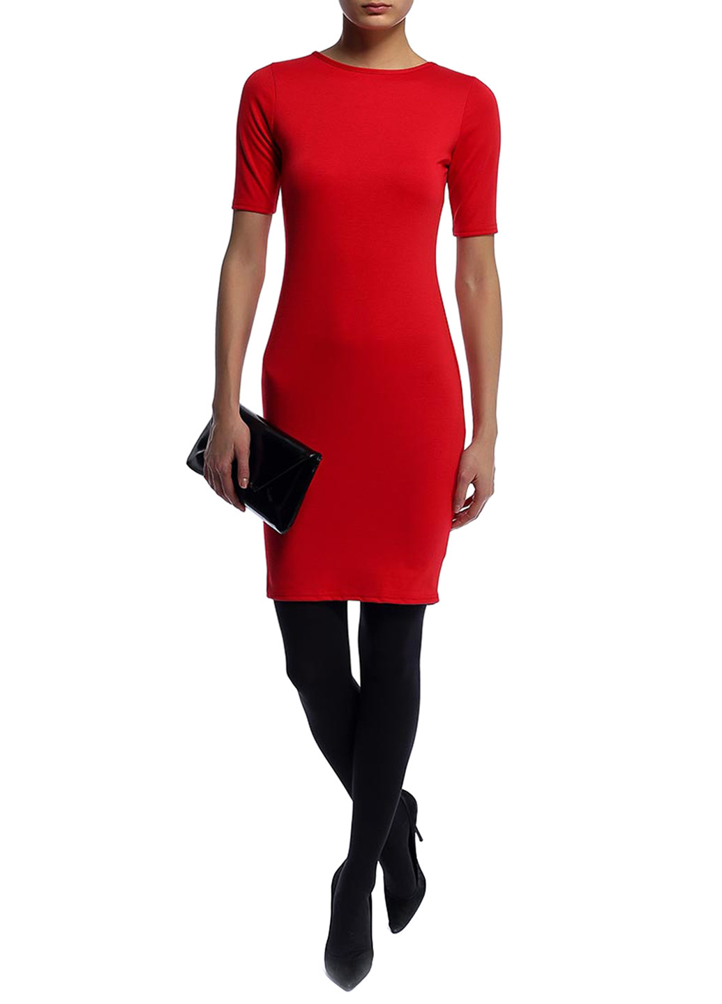 Красное кэжуал платье Amplebox однотонное