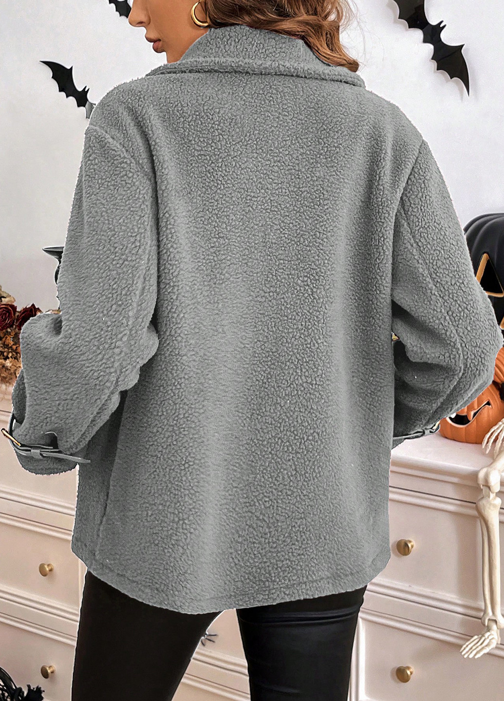 Серая зимняя куртка косуха SHEIN