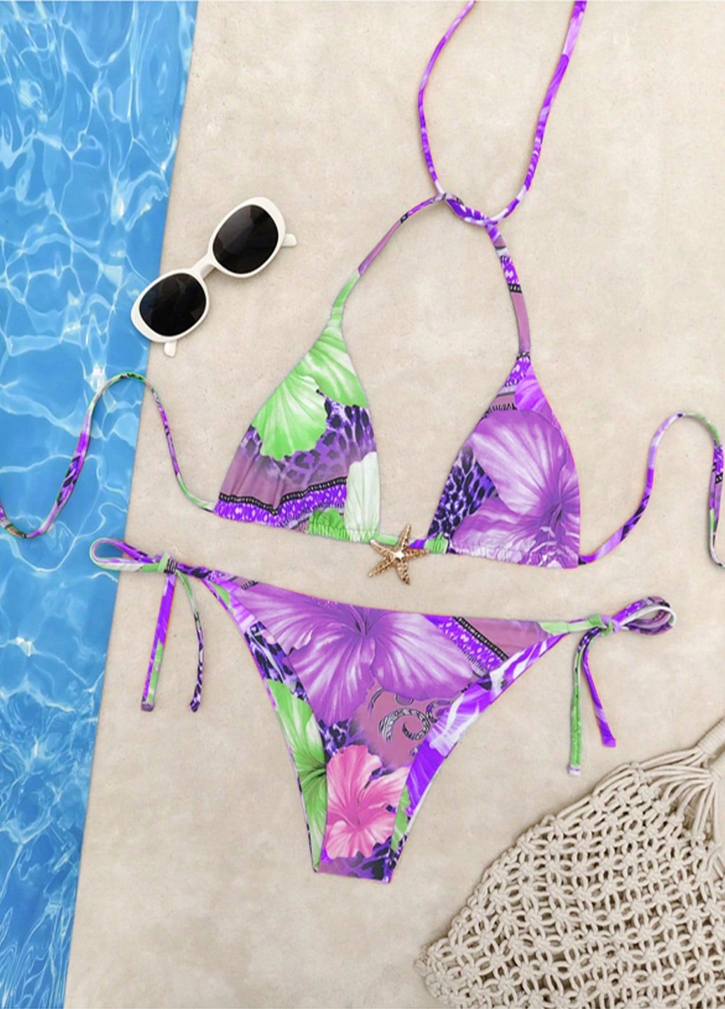 Комбинированный летний купальник (лиф, трусики) бикини, раздельный SHEIN