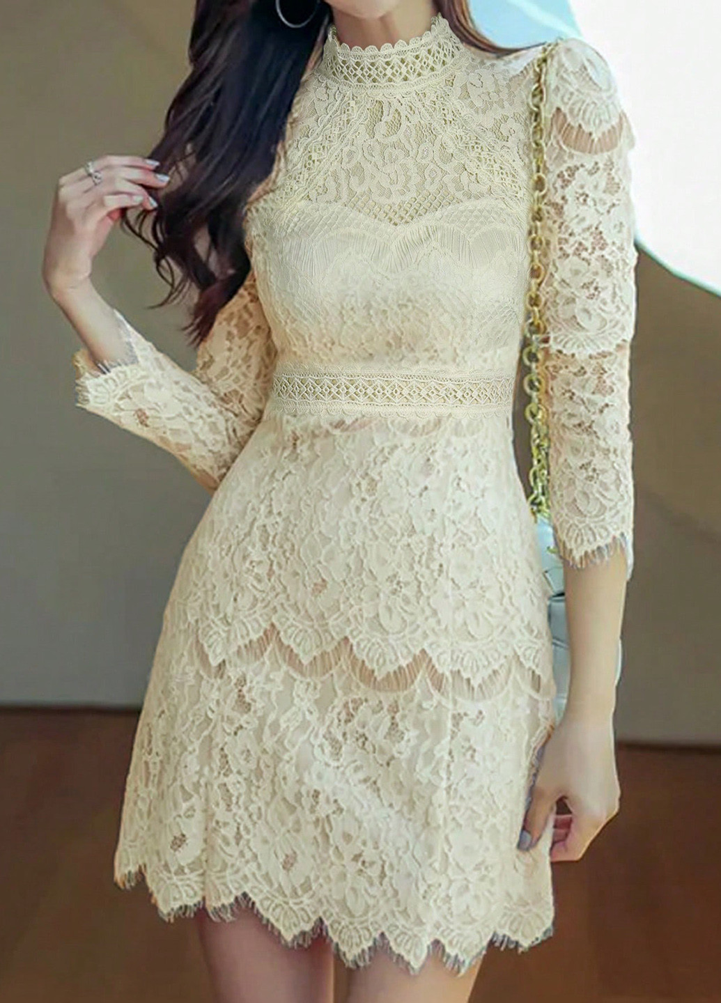 Кремова святковий сукня SHEIN однотонна