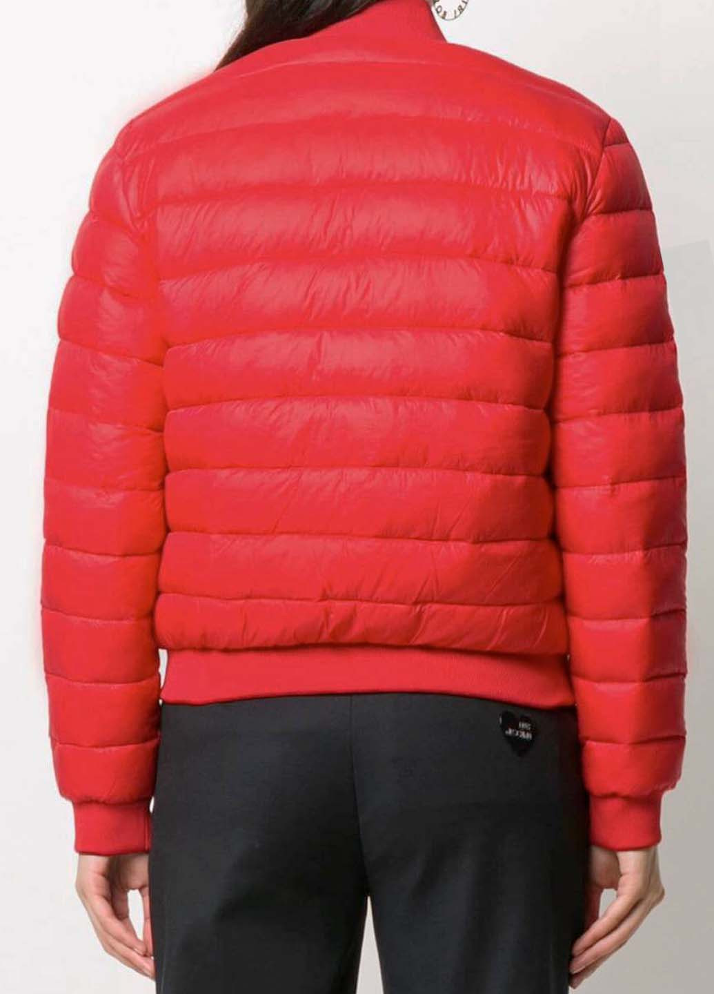 Червона демісезонна жіноча двостороння куртка-бомбер з логотипом Love Moschino