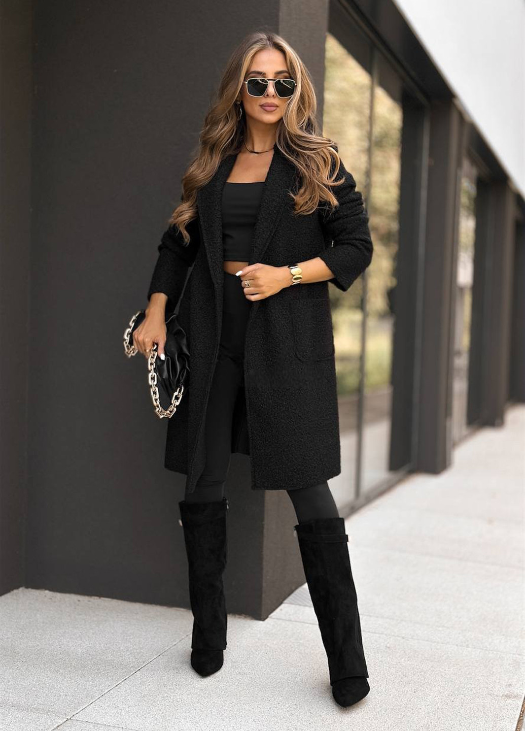 Чорне демісезонне Пальто двобортне No Brand