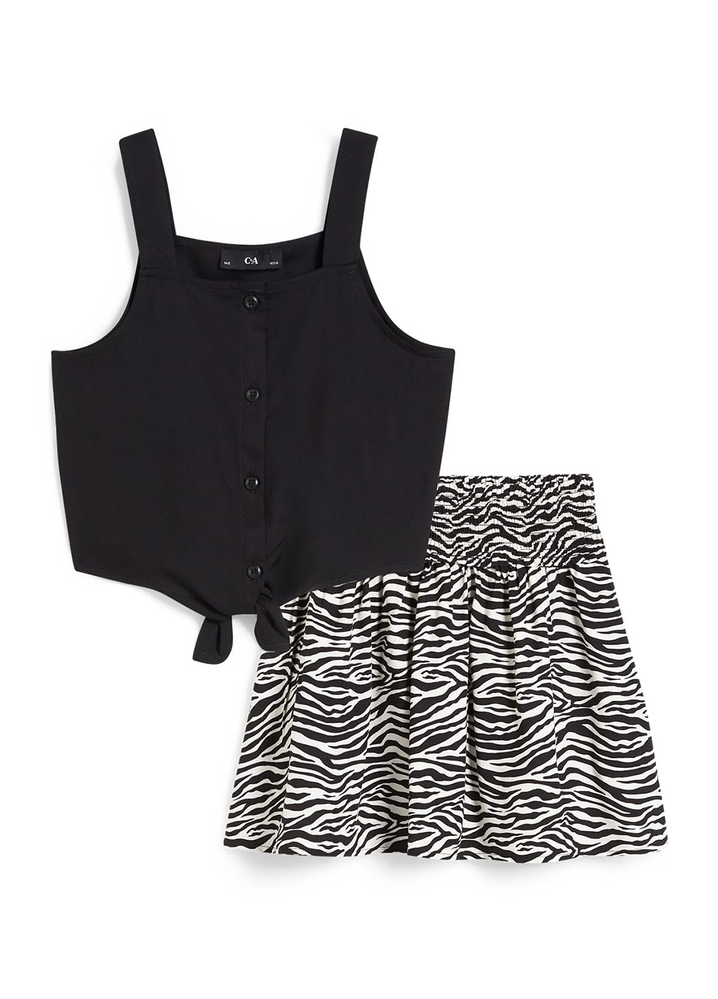Черно-белый летний комплект (топ, юбка) C&A