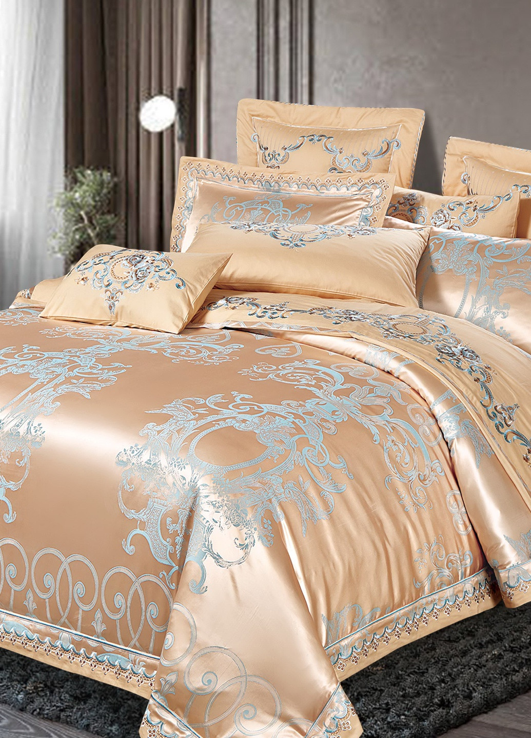 Комплект постельного белья сатин-жаккард с кружевом семейный размер Bella Villa (253105404)