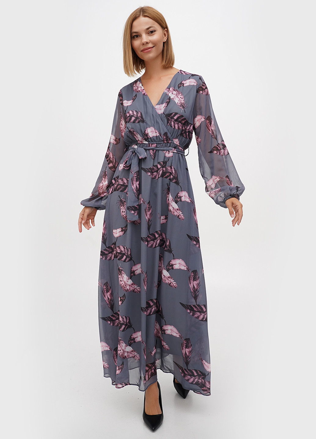 Серое кэжуал платье Historia Club с цветочным принтом