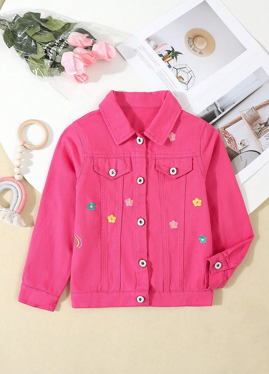 Темно-розовая демисезонная куртка SHEIN