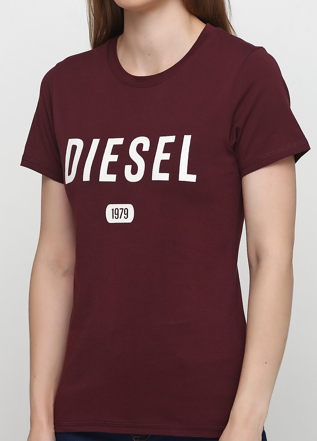 Бордовая летняя футболка Diesel