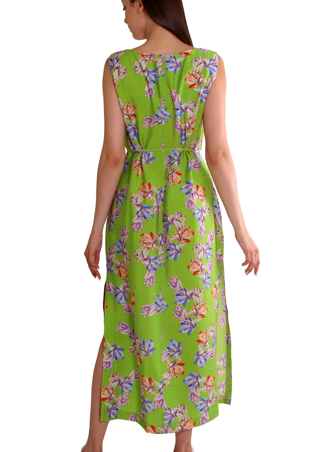 Лайм кежуал рівна сукня зі штапелю з квітковим принтом . виробництво україна. Anna Dali з квітковим принтом
