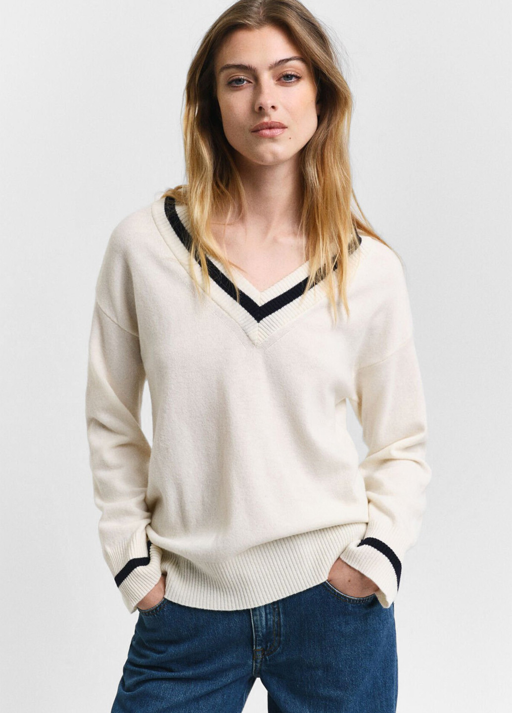 Чорно-білий зимовий пуловер пуловер Gant