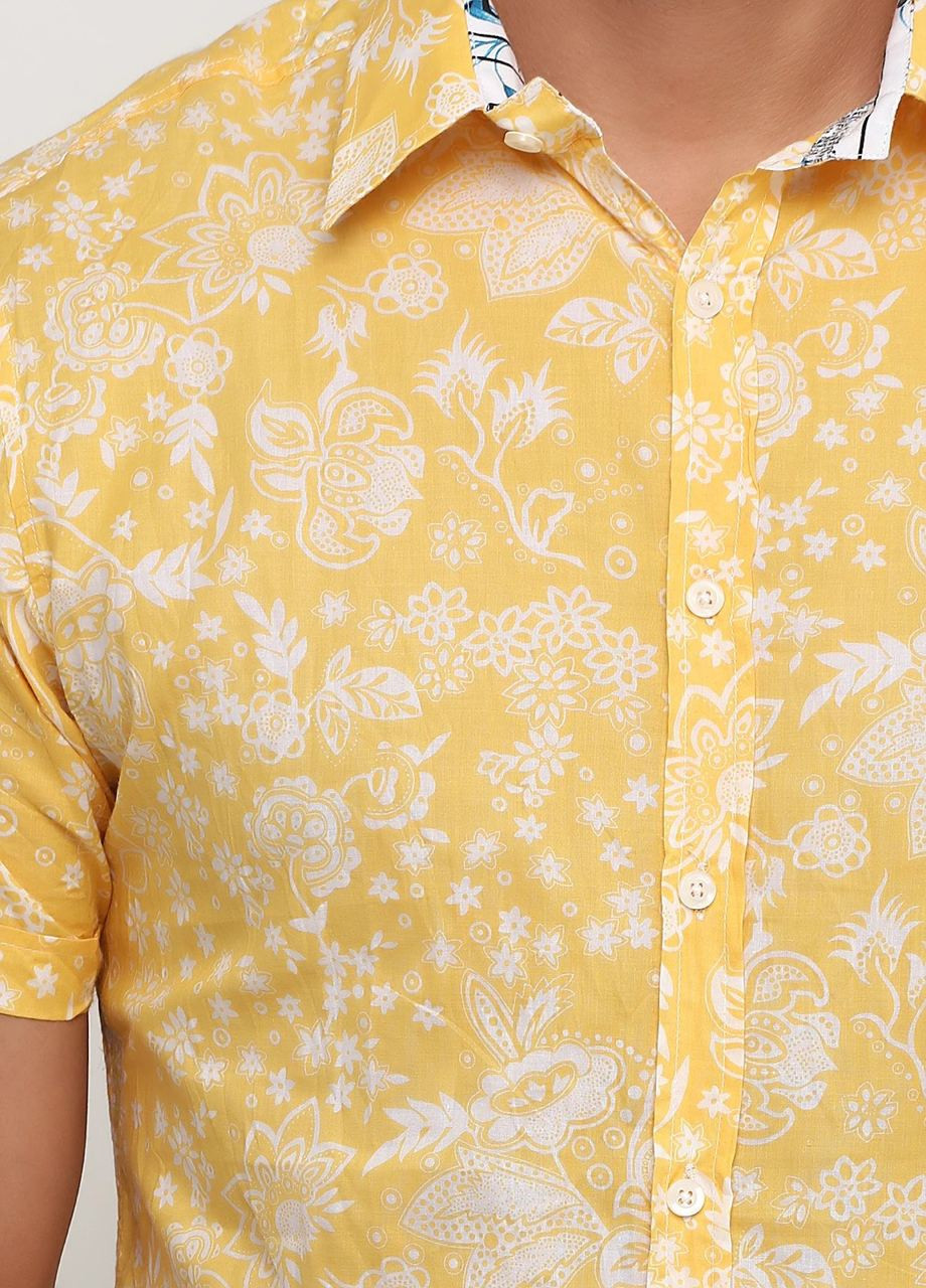 Желтая повседневный рубашка с цветами WELLBRED