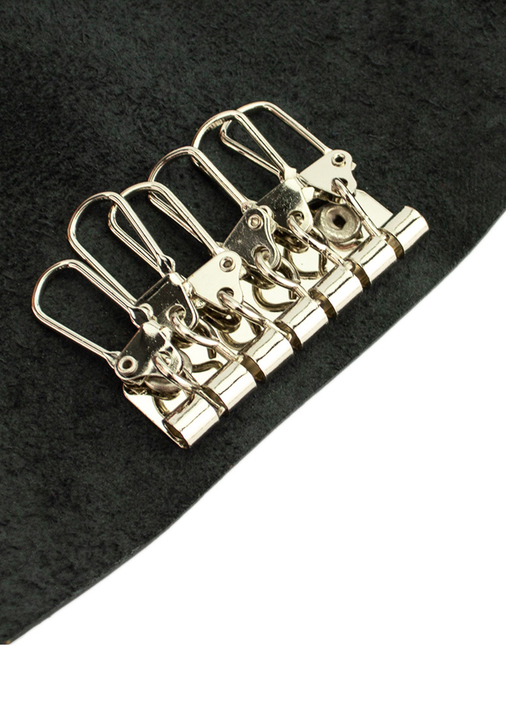 Ключниця шкіряна на кнопках з карабінами чорна HC0077 black HandyCover (219035198)