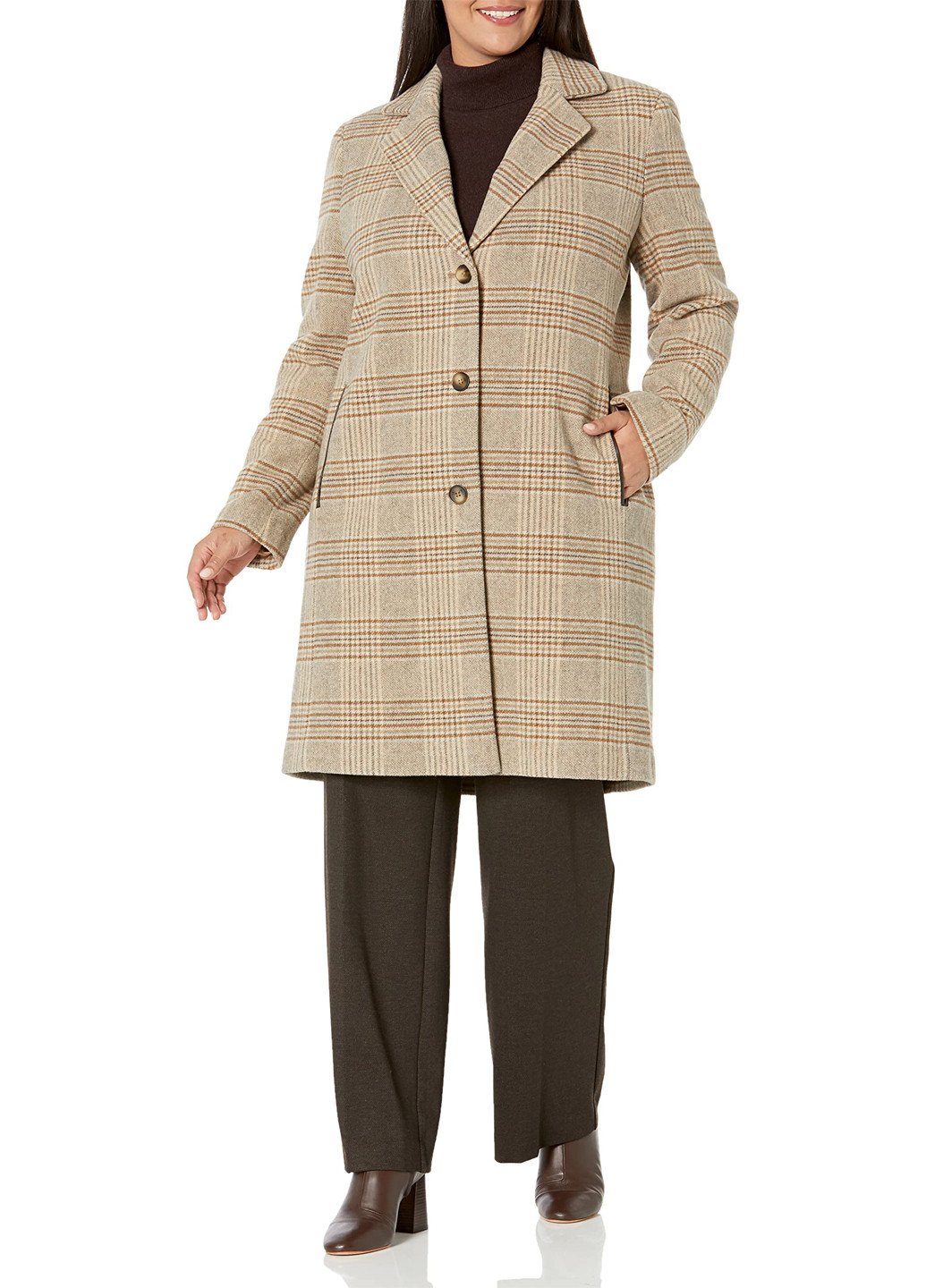 Бежевое демисезонное Пальто однобортное DKNY