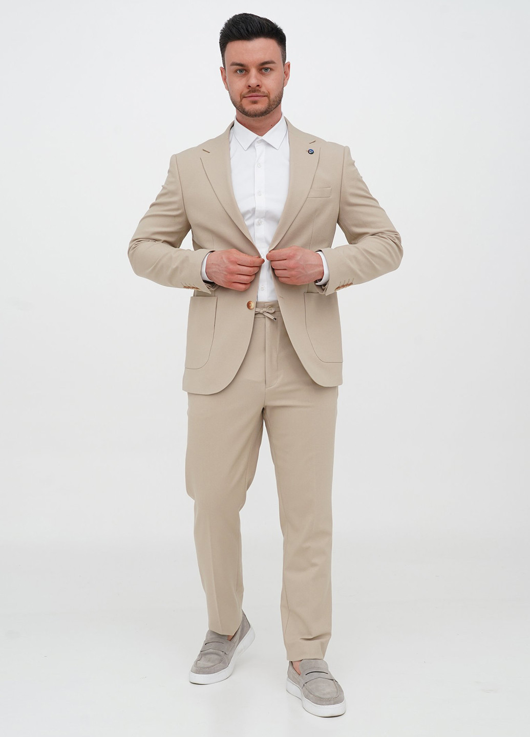 Бежевий демісезонний костюм (піджак, штани) брючний Trend Collection