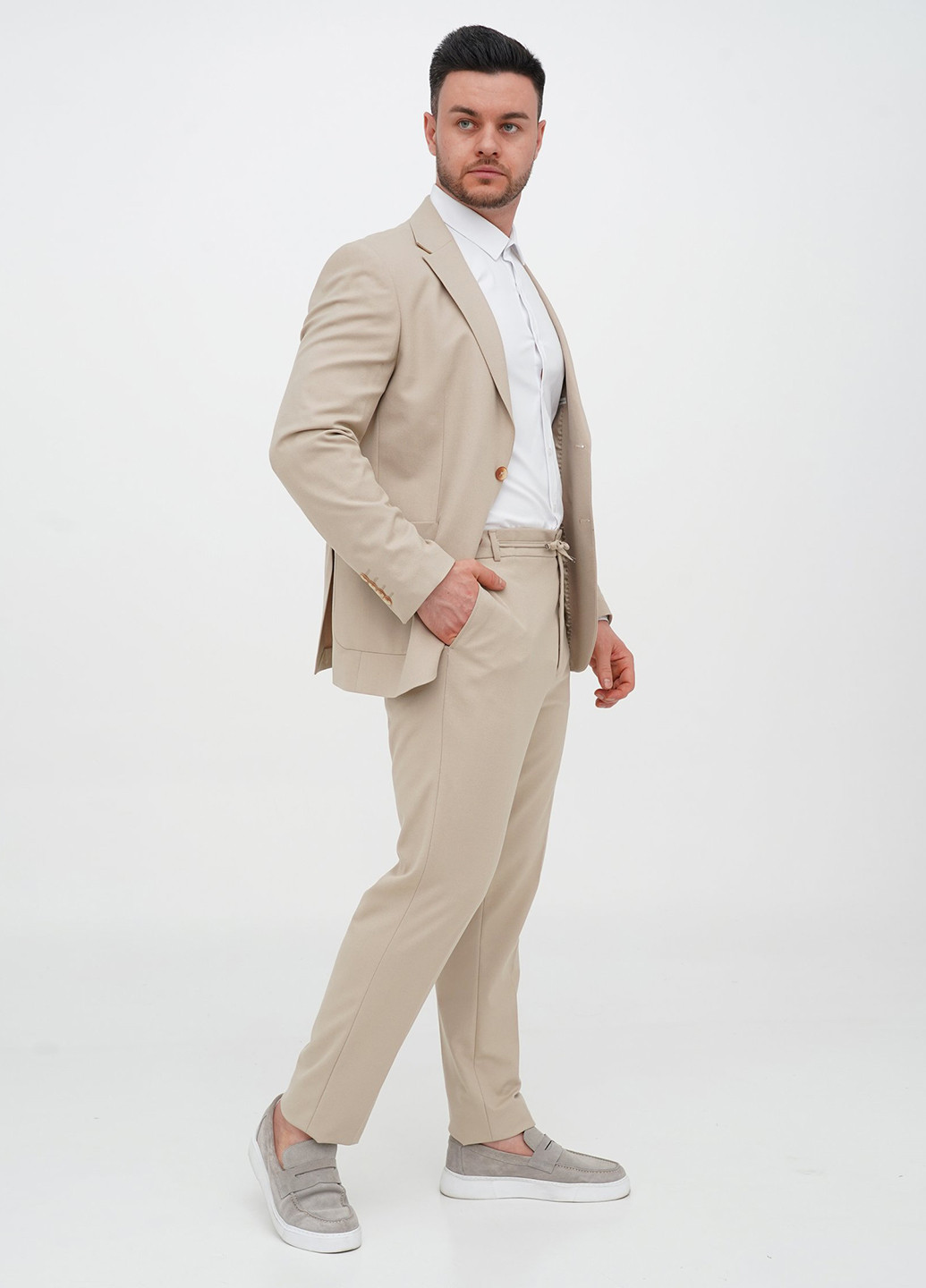 Бежевий демісезонний костюм (піджак, штани) брючний Trend Collection