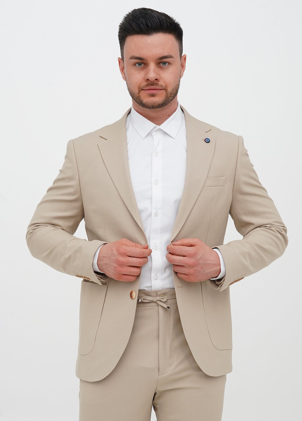 Бежевий демісезонний костюм (піджак, штани) брючний Trend Collection