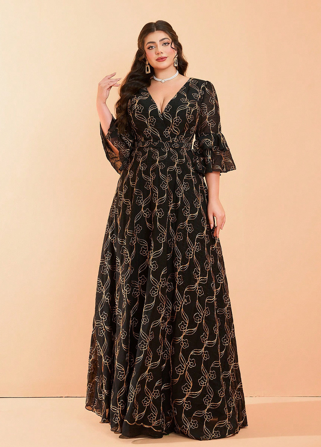 Чорна кежуал сукня а-силует SHEIN з квітковим принтом