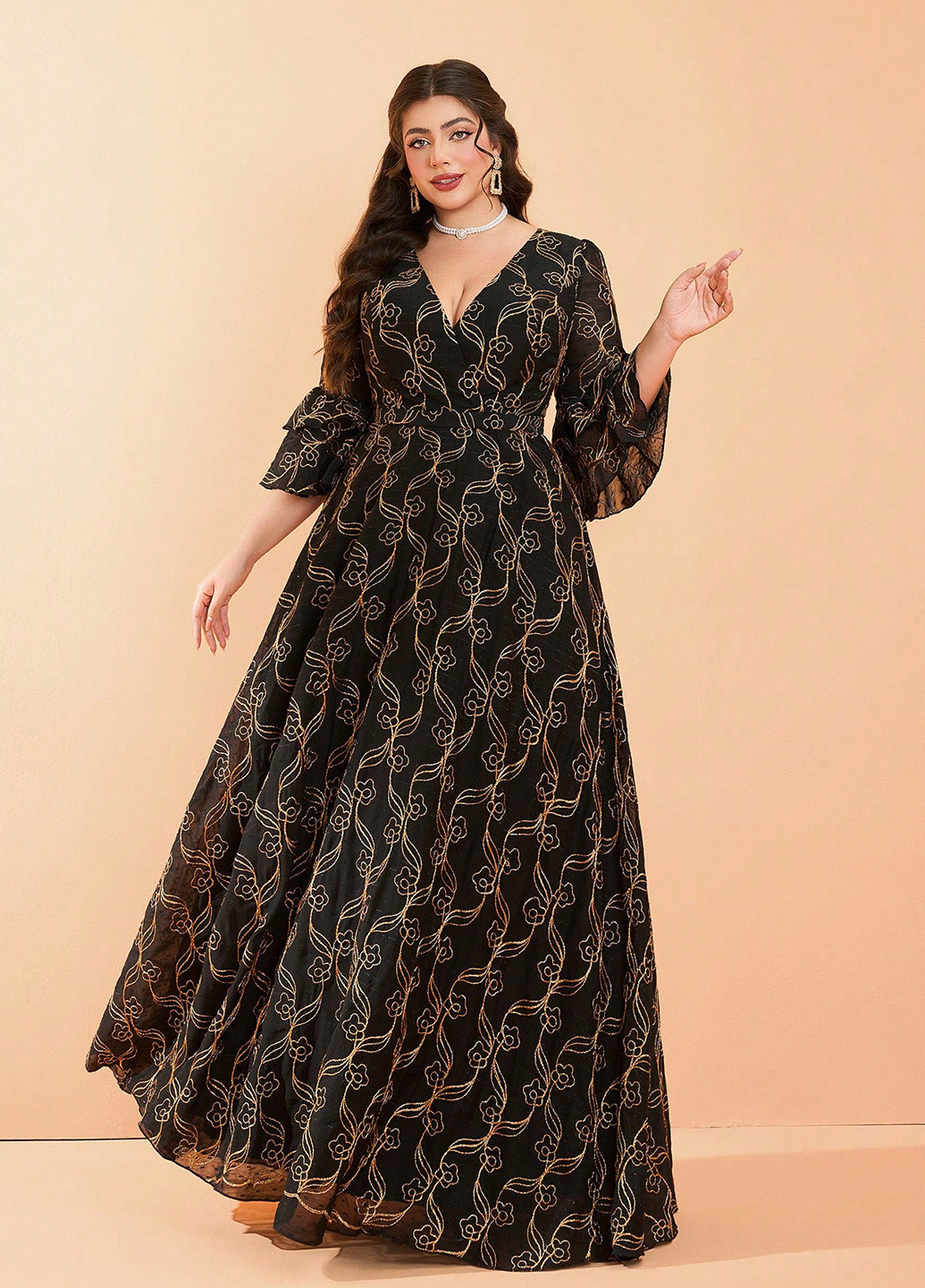 Чорна кежуал сукня а-силует SHEIN з квітковим принтом