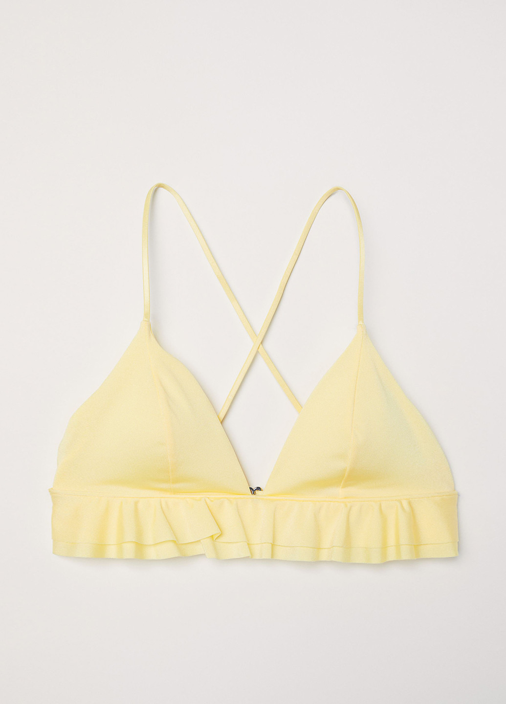 Купальный лиф H&M бикини однотонный жёлтый пляжный полиэстер