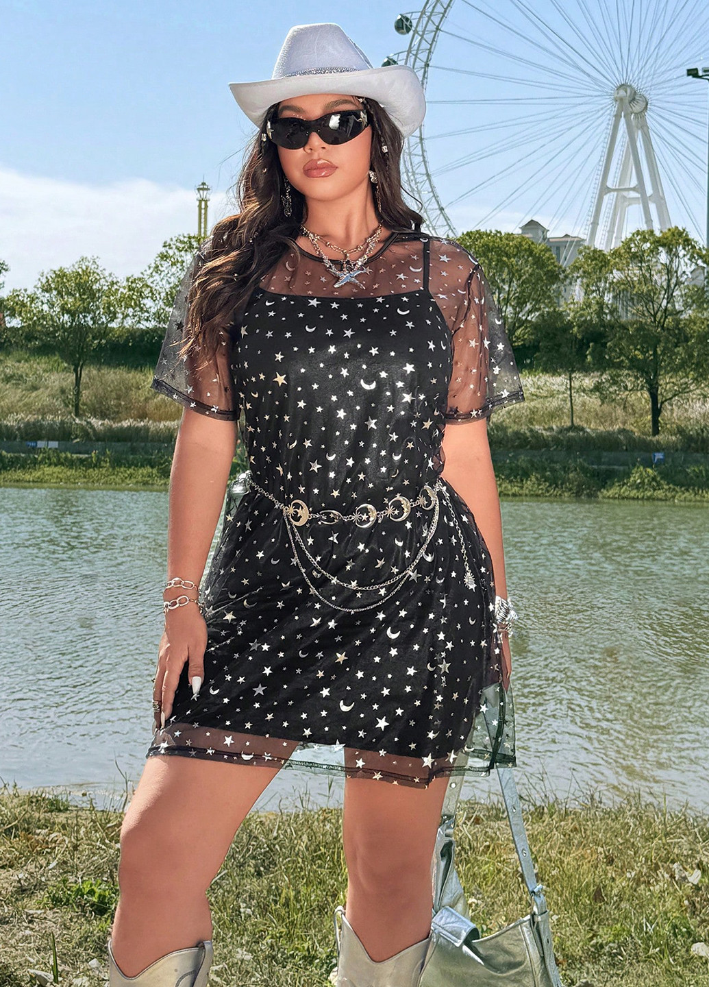 Чорний літній комплект (сукня, накидка) SHEIN