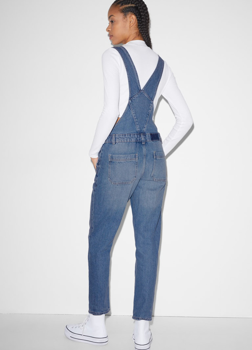 Комбинезон Clockhouse комбинезон-брюки однотонный светло-синий кэжуал, денил хлопок, джинс