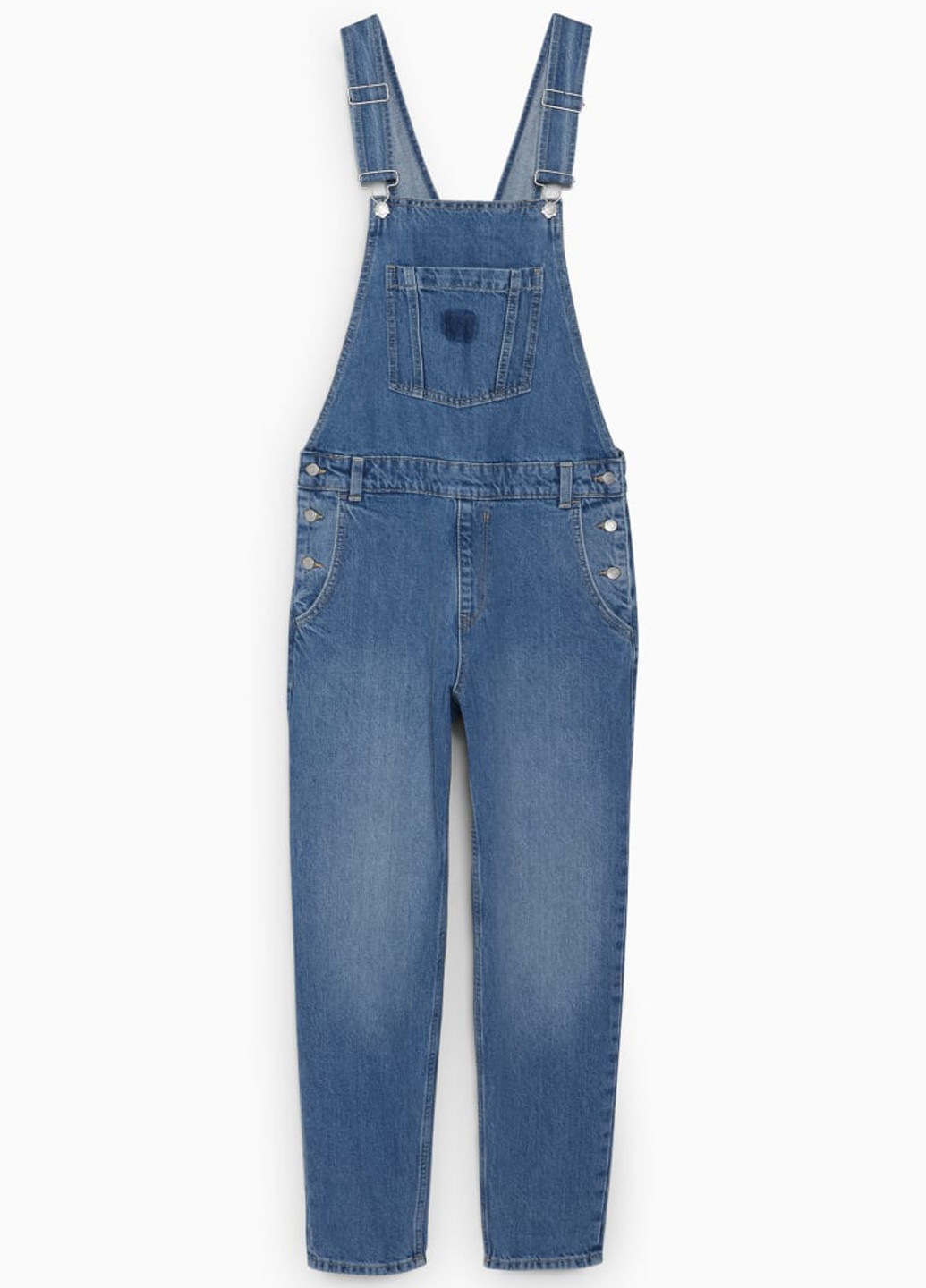 Комбинезон Clockhouse комбинезон-брюки однотонный светло-синий кэжуал, денил хлопок, джинс