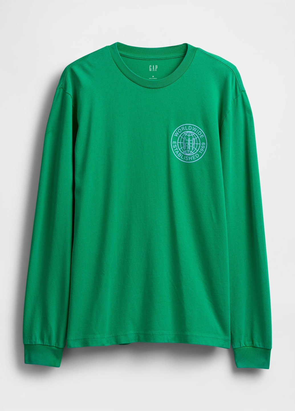 Зеленый демисезонный кэжуал лонгслив Gap с надписями