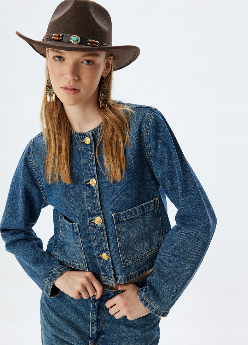 Синий женский жакет KOTON однотонный - демисезонный