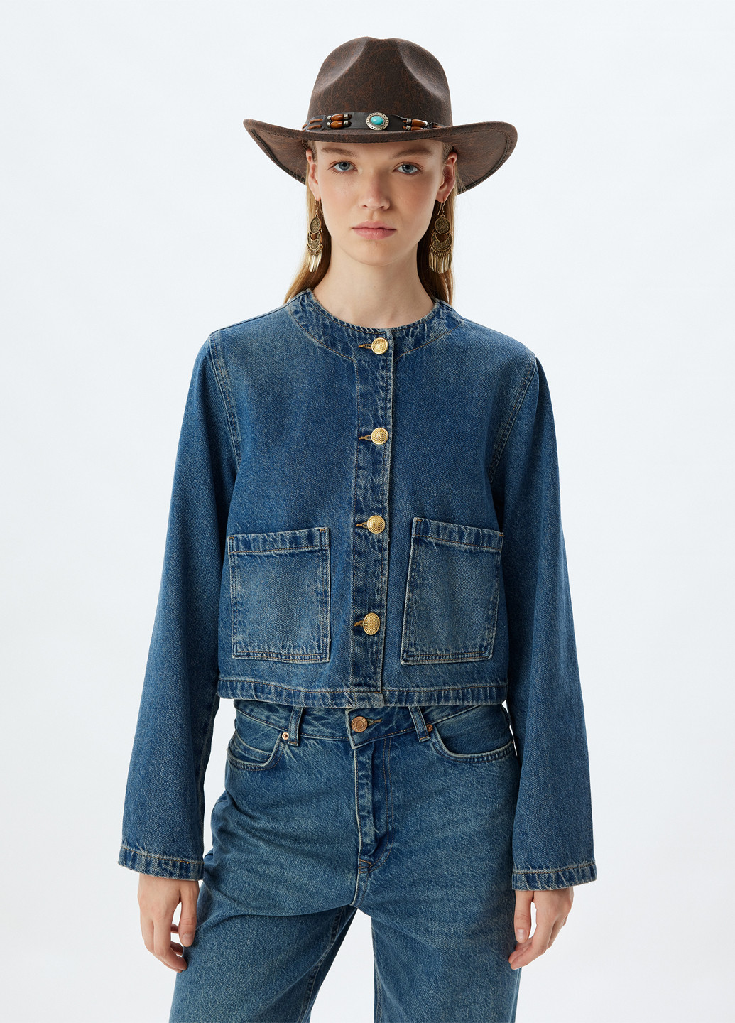 Синий женский жакет KOTON однотонный - демисезонный