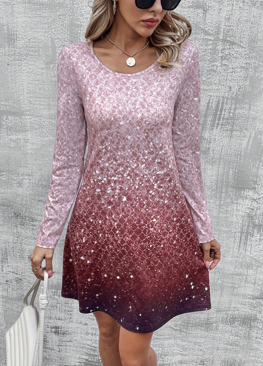 Комбинированное кэжуал платье а-силуэт SHEIN градиентное ("омбре")