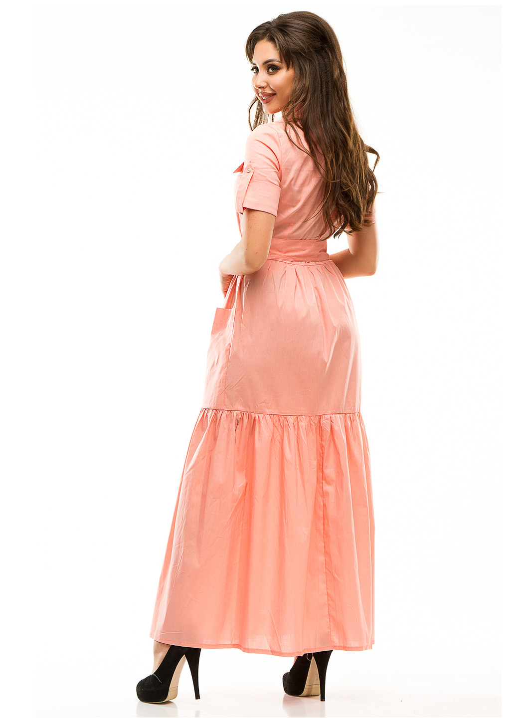 Светло-розовое кэжуал платье Lady Style однотонное