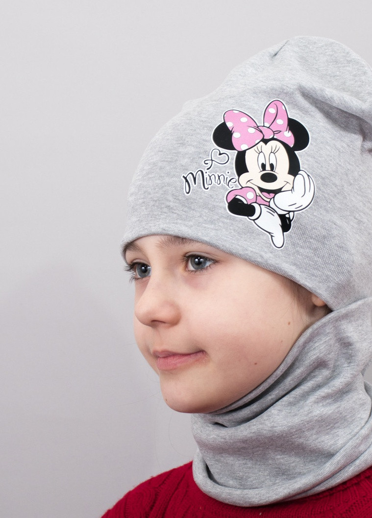 Детская шапка с хомутом КАНТА "Minnie" размер 48-52 серый (OC-835) Канта (220180380)