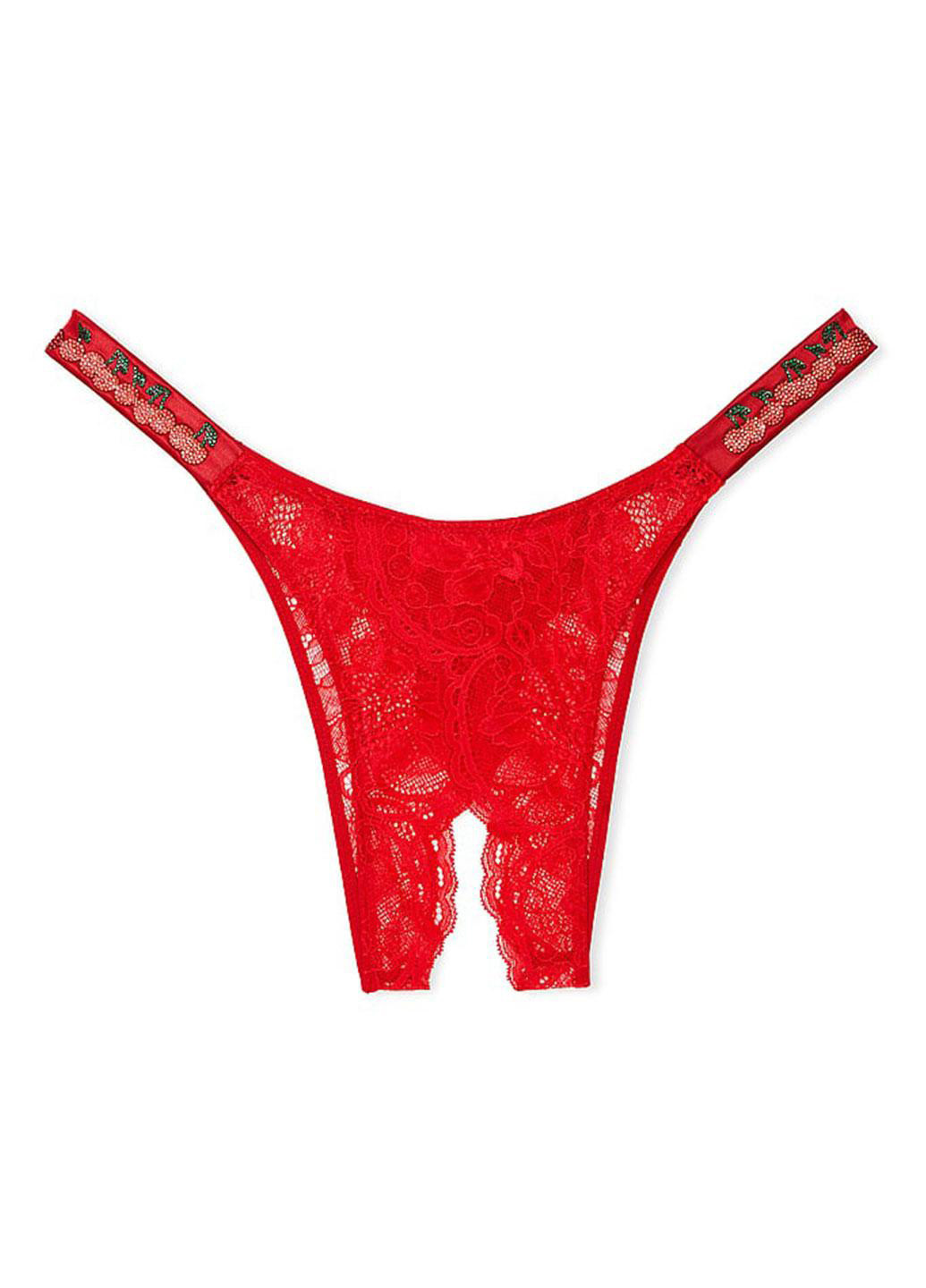 Червоний демісезонний комплект (бюстгальтер, трусики, пояс для панчіх) Victoria's Secret