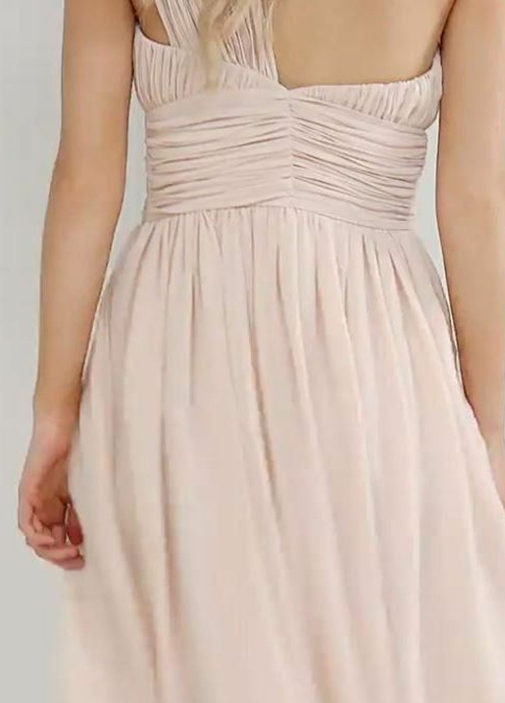 Светло-розовое коктейльное платье клеш Asos однотонное