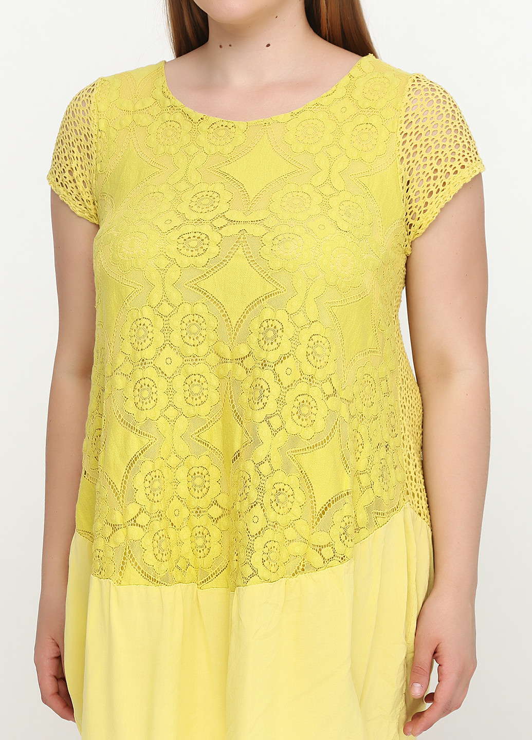 Желтое кэжуал платье My Fashion с геометрическим узором