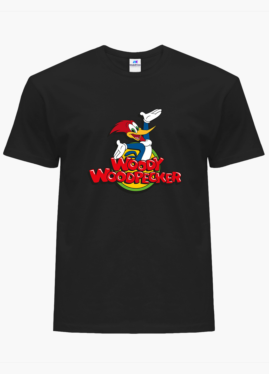 Чорна футболка чоловіча дятел вуді вудпекер (woody woodpecker) (9223-2870-1) xxl MobiPrint