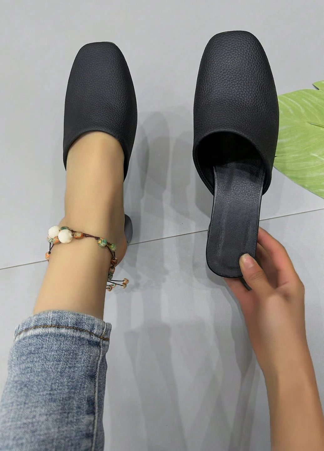 Черные мюли SHEIN на среднем каблуке