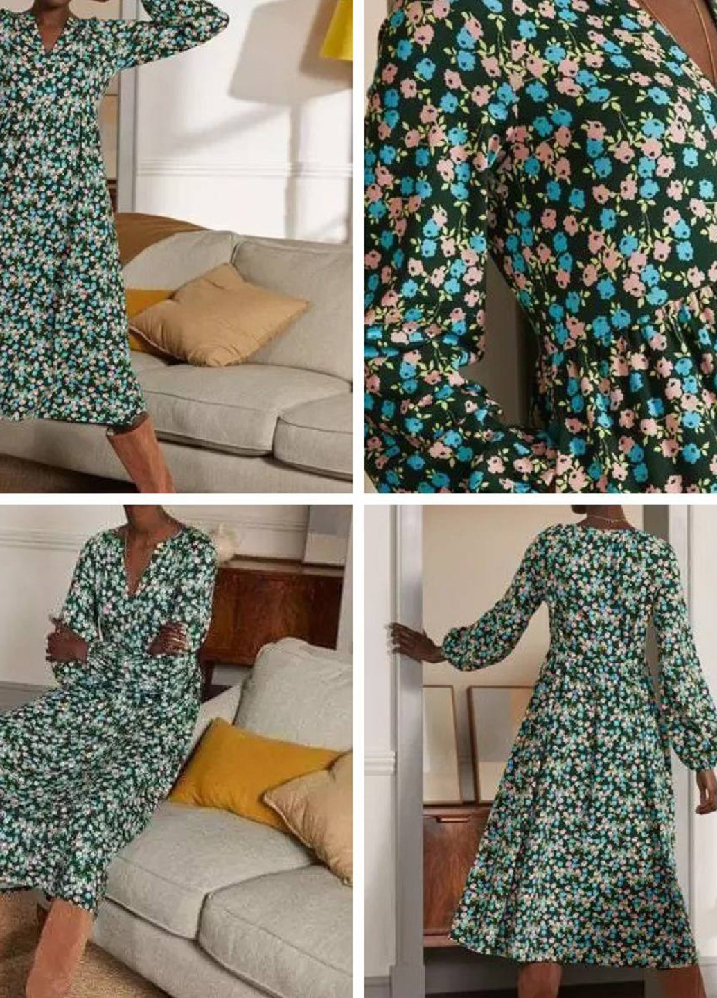 Черное кэжуал платье а-силуэт Boden с цветочным принтом