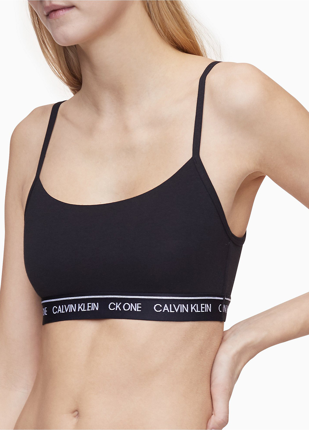 Чёрный топ бюстгальтер Calvin Klein без косточек хлопок