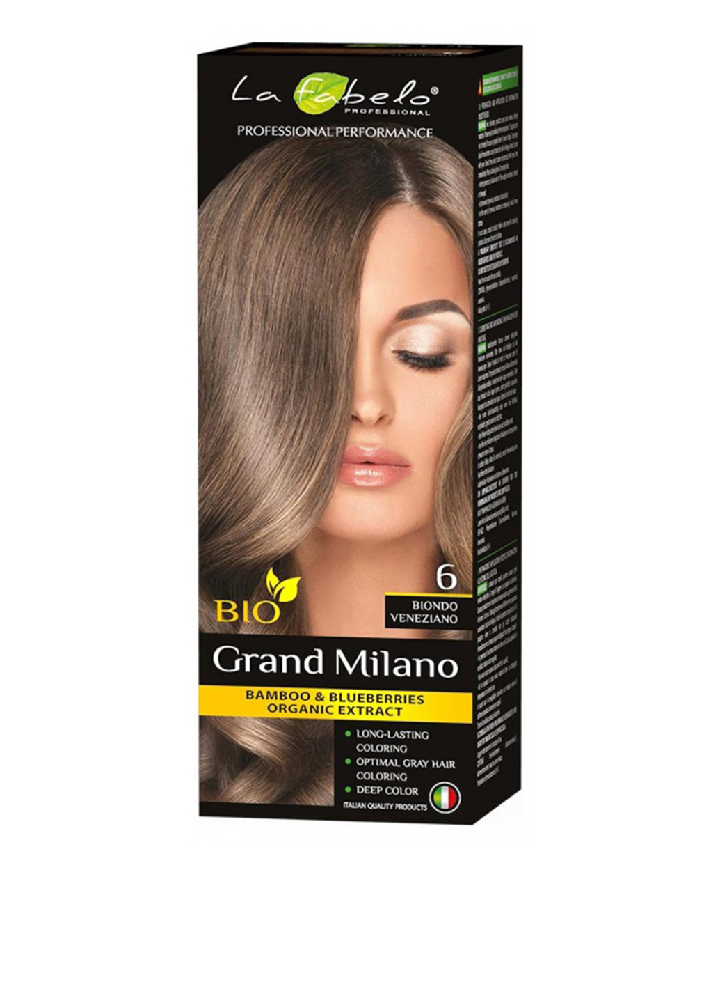 Крем-краска для волос BIO Grand Milano 6 Венецианский блонд (русый) La Fabelo Professional (88094161)